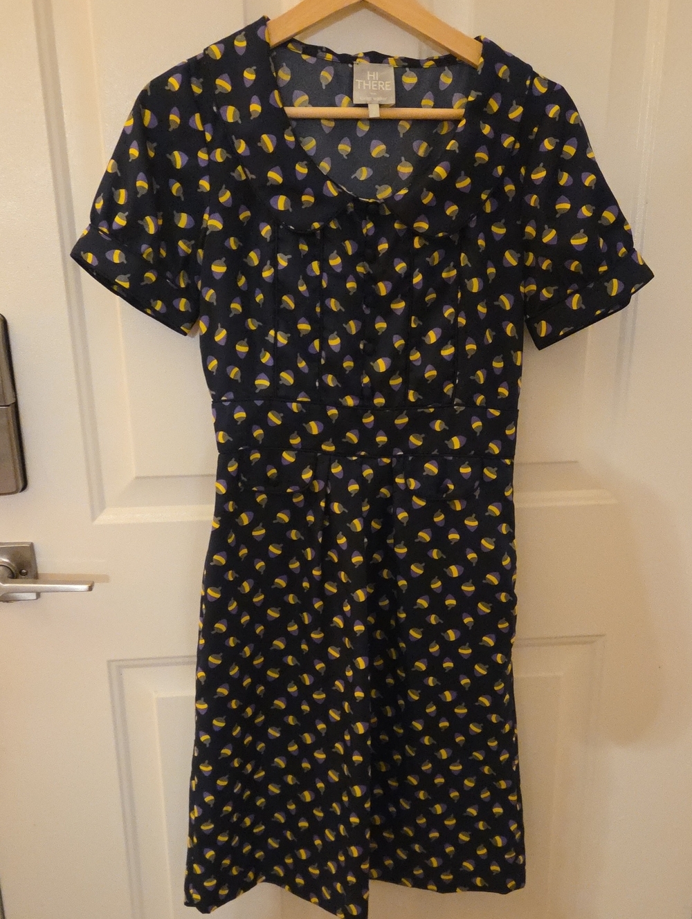 Anthropologie Karen Walker Purple Short-Sleeve Acorn Print Dress